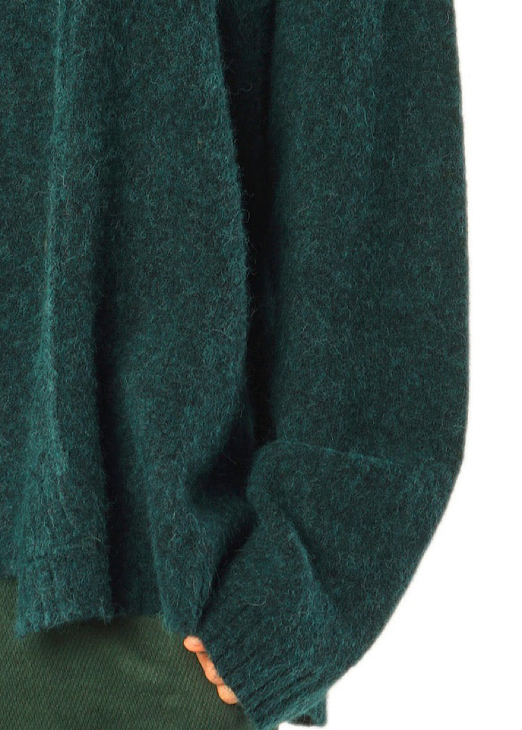 BRUSHED MÉLANGE KNITTED PULLOVER *BLACK* (Shown in FOREST MELANGE)