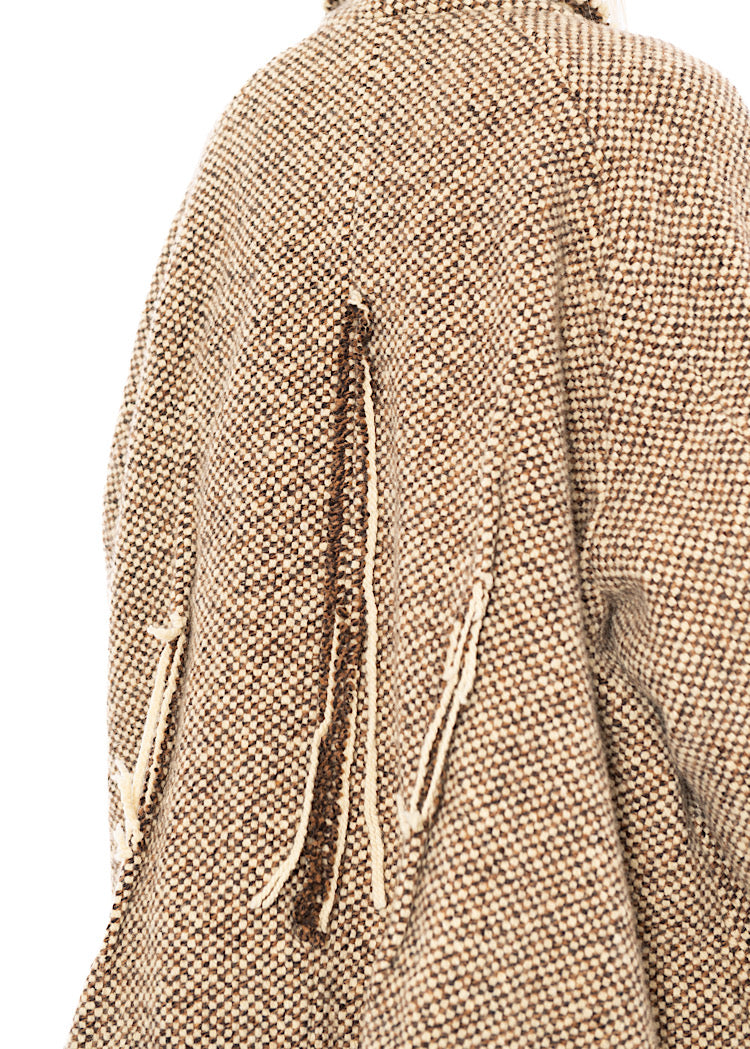 OVERSIZED DISTRESSED CHECK WOOL JACKET