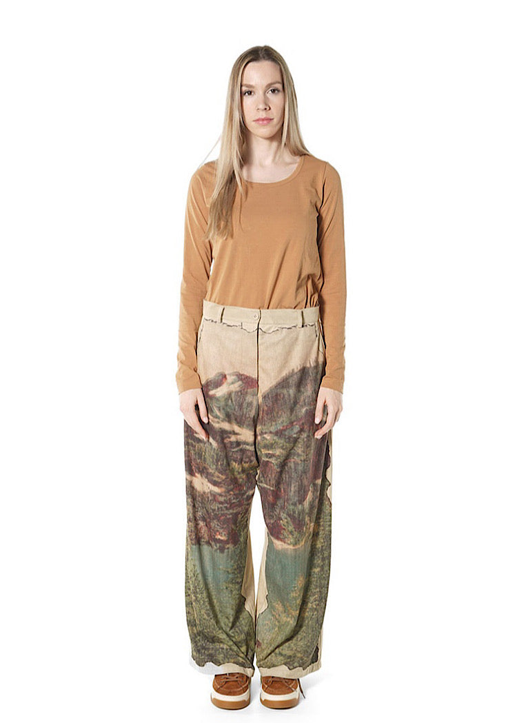CL WIDE-LEG PRINT FAUX SUEDE TROUSER