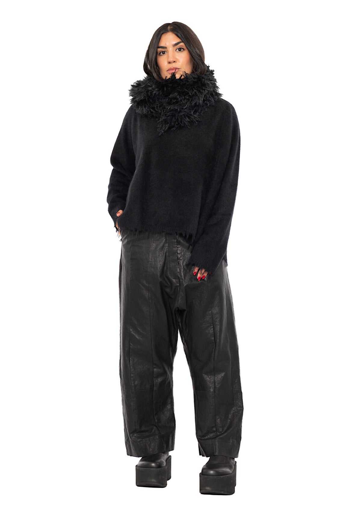 STATEMENT FAUX FUR HOODED SCARF
