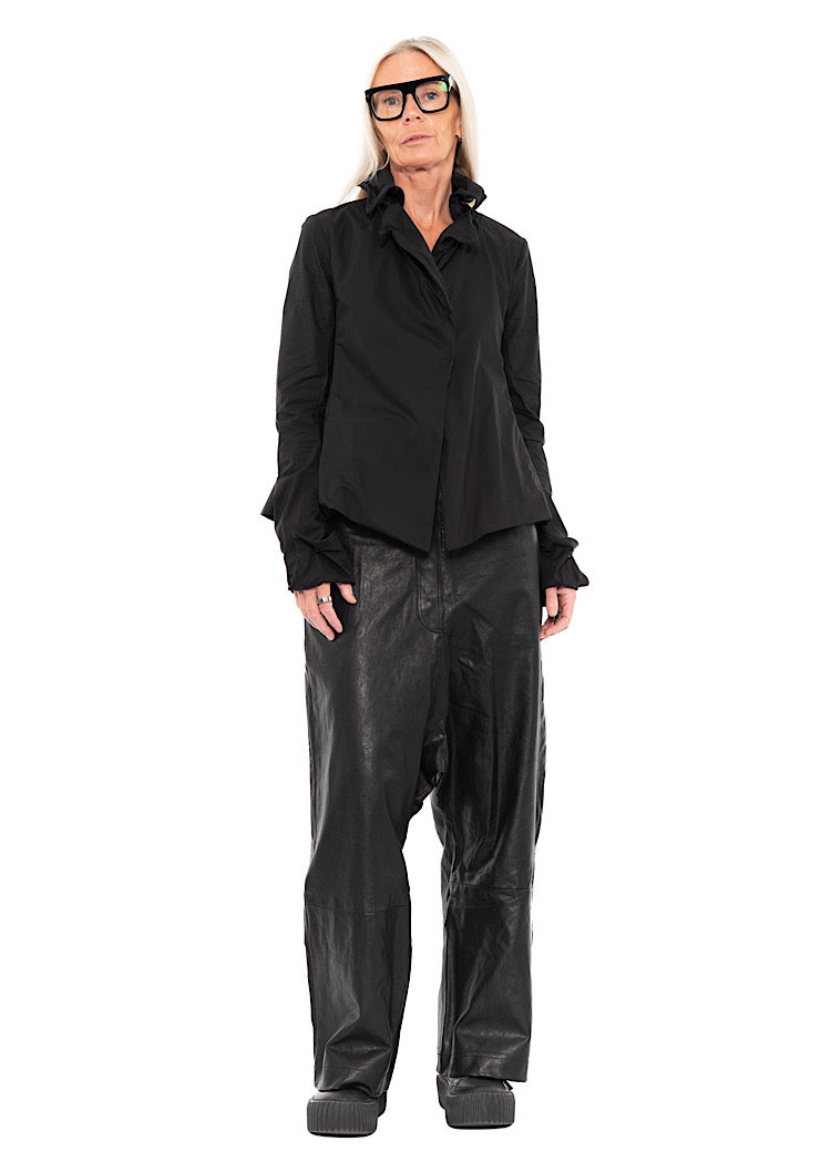 LEATHER DROP-CROTCH TROUSER