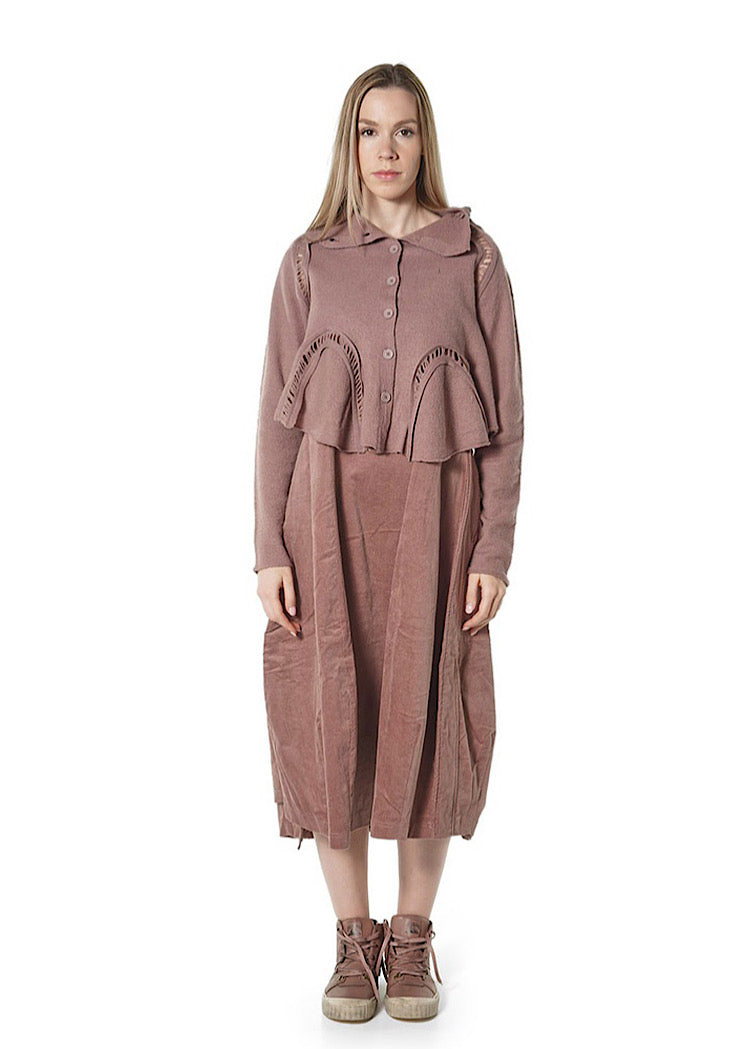 CROPPED BOILED WOOL CARDIGAN *BLACK* (Shown in CRYSTAL)