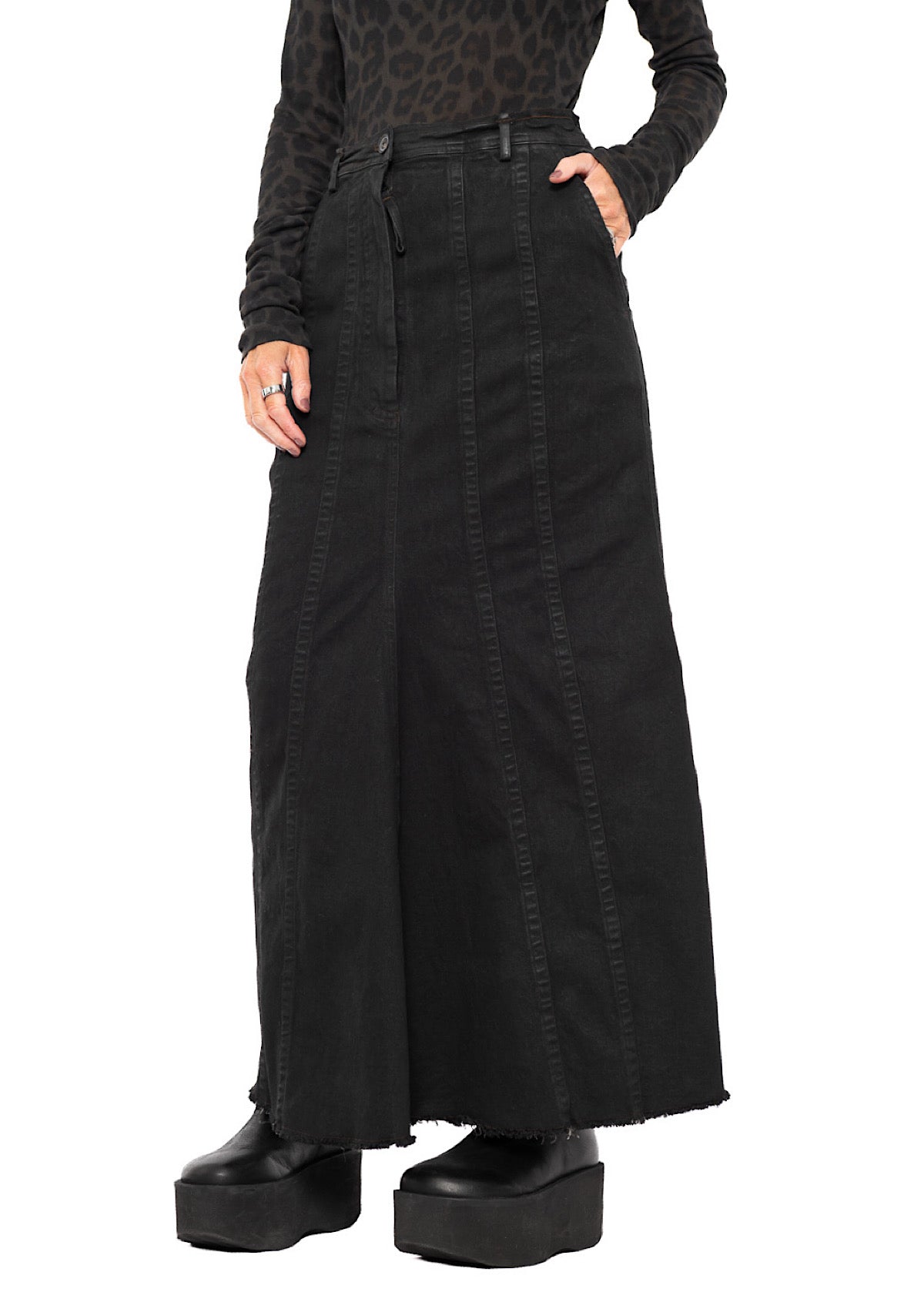 STRETCH DENIM MAXI SKIRT