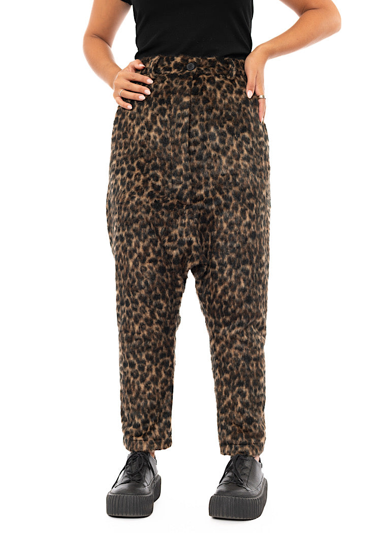 FAUX FUR LEOPARD TROUSER