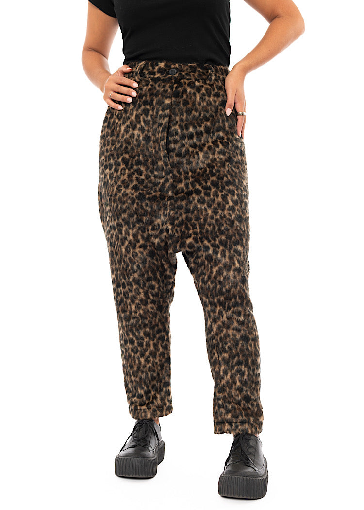 FAUX FUR LEOPARD TROUSER