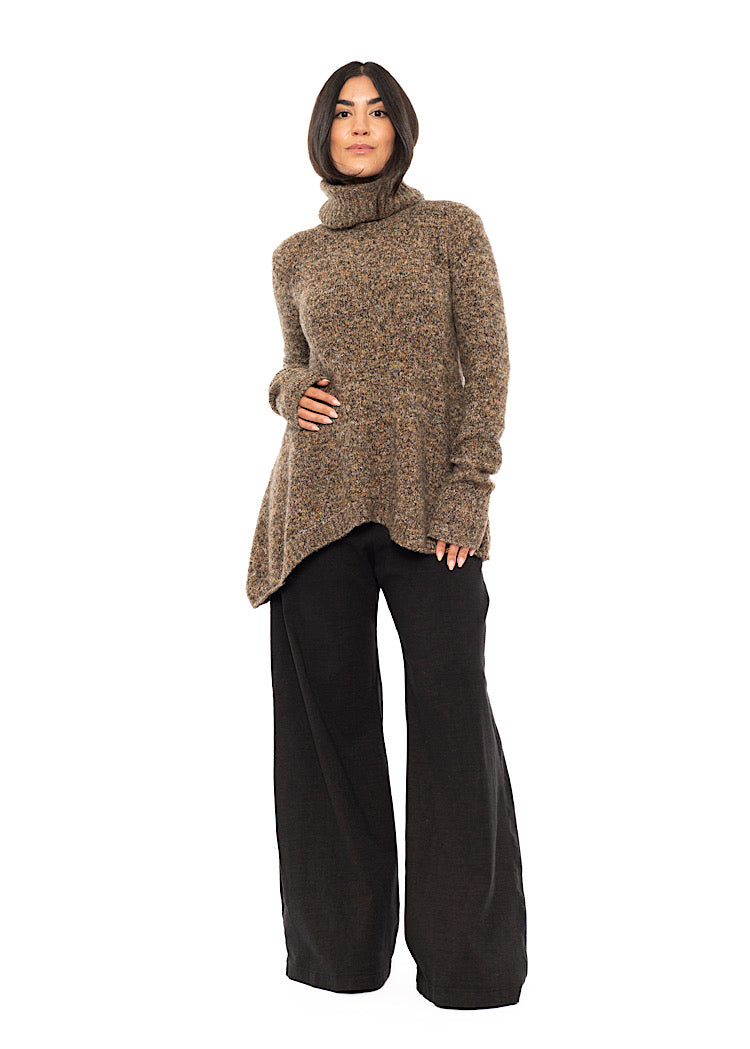 ASYMMETRIC MÉLANGE KNITTED PULLOVER