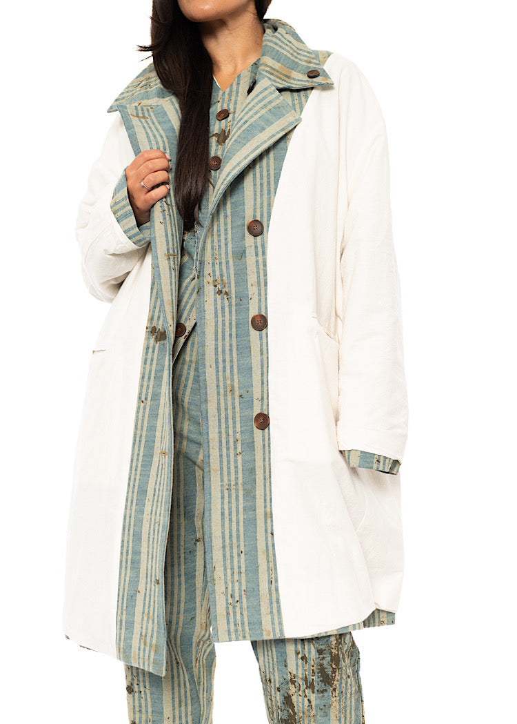 OVERSIZED STRIPED COTTON COAT