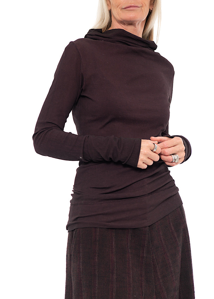 HIGH-NECK RIB JERSEY T-SHIRT