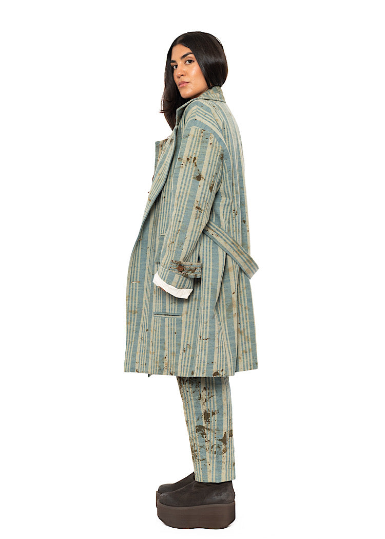 OVERSIZED STRIPED COTTON COAT