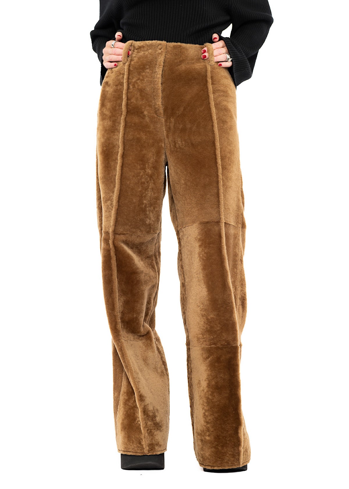 WIDE FUR LEATHER TROUSER