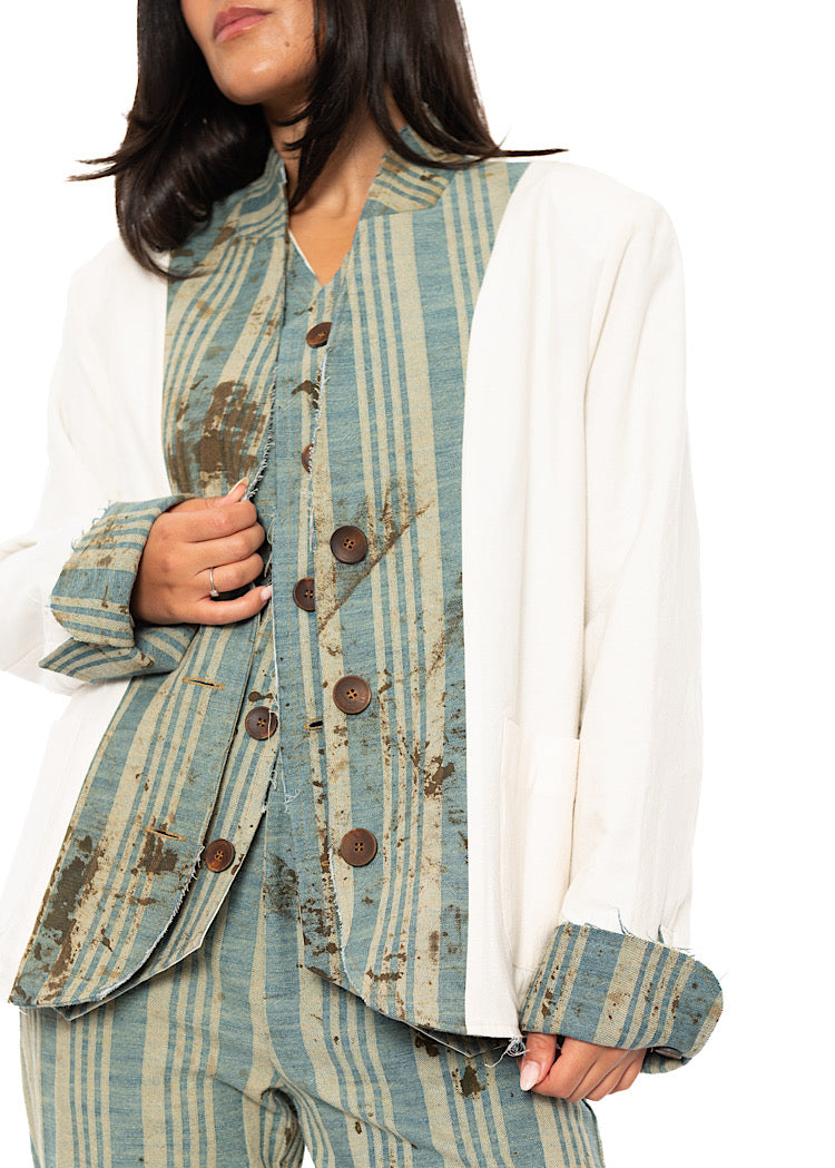 BOXY STRIPED COTTON JACKET
