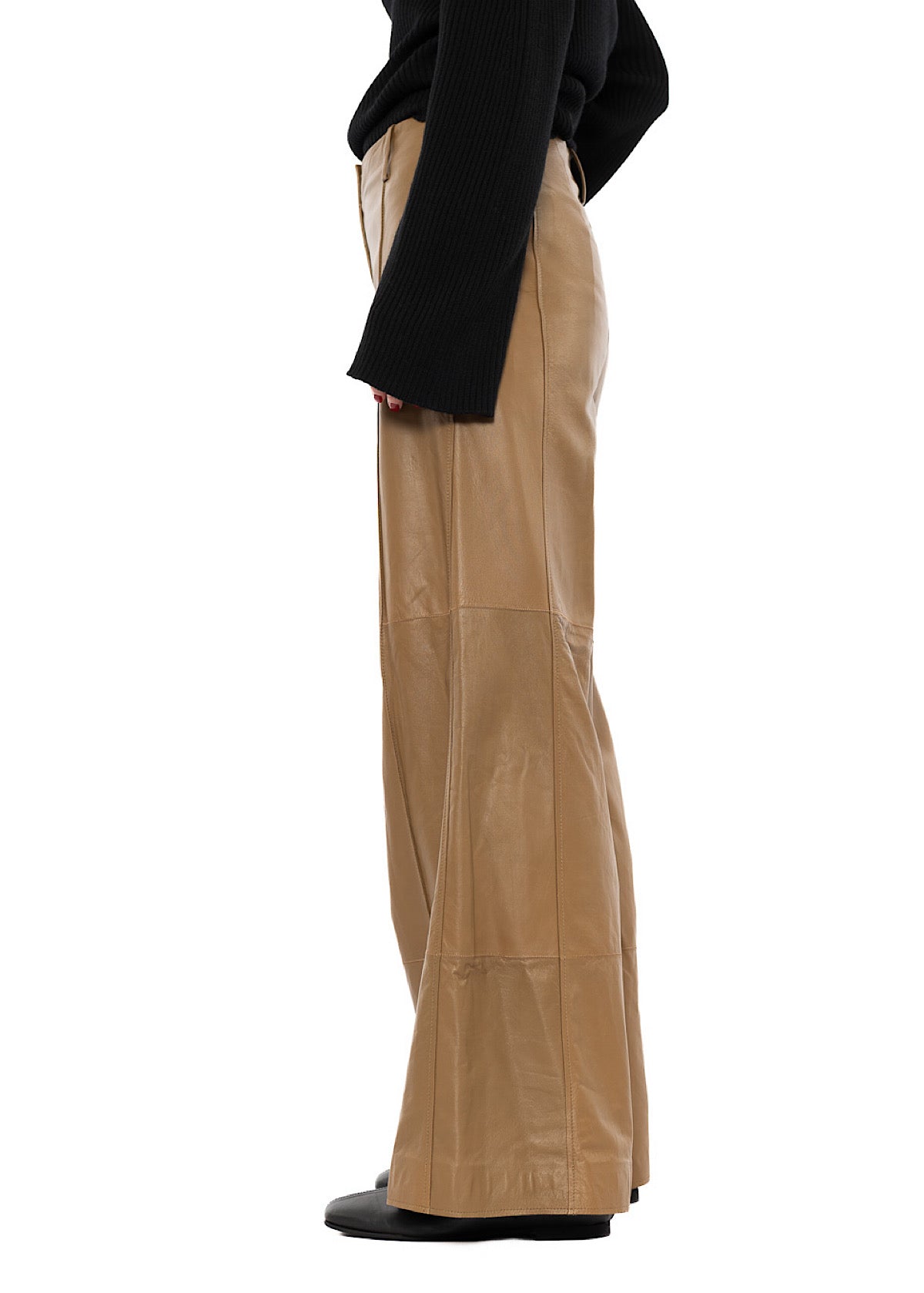 SIGNATURE WIDE LEG LEATHER TROUSER