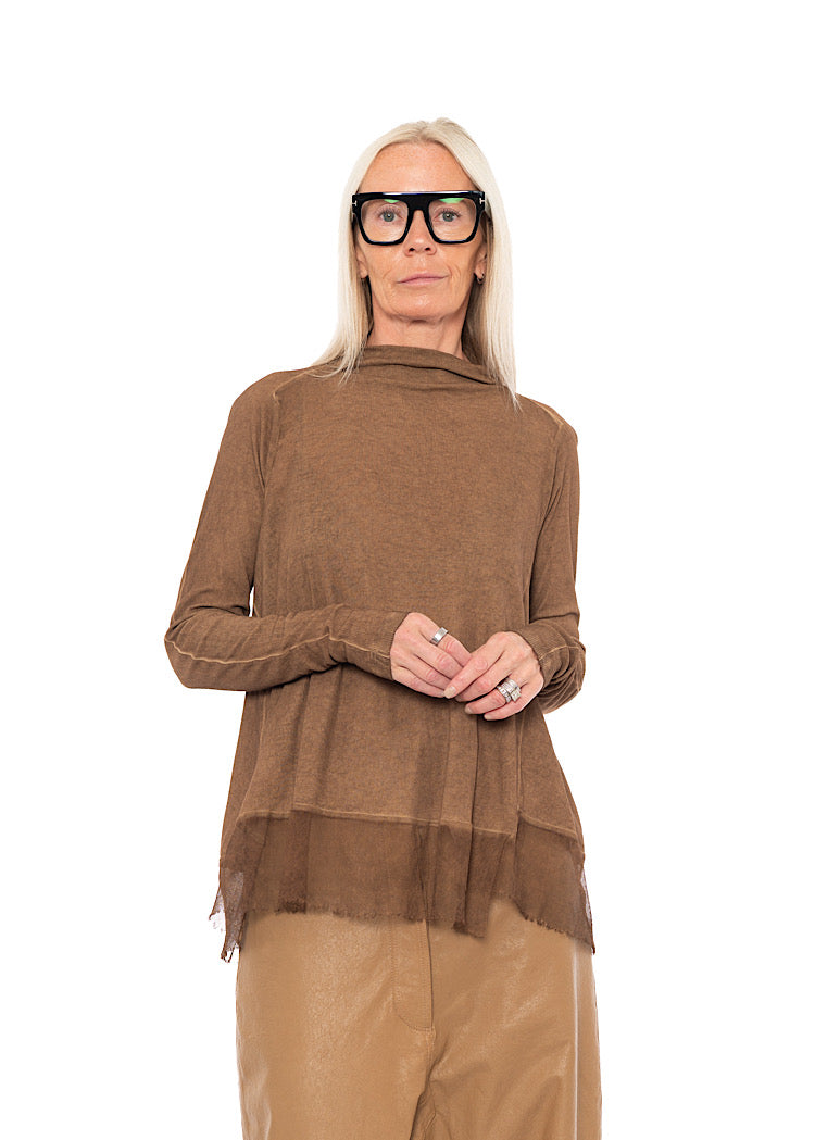RELAXED NETTED HEM T-SHIRT