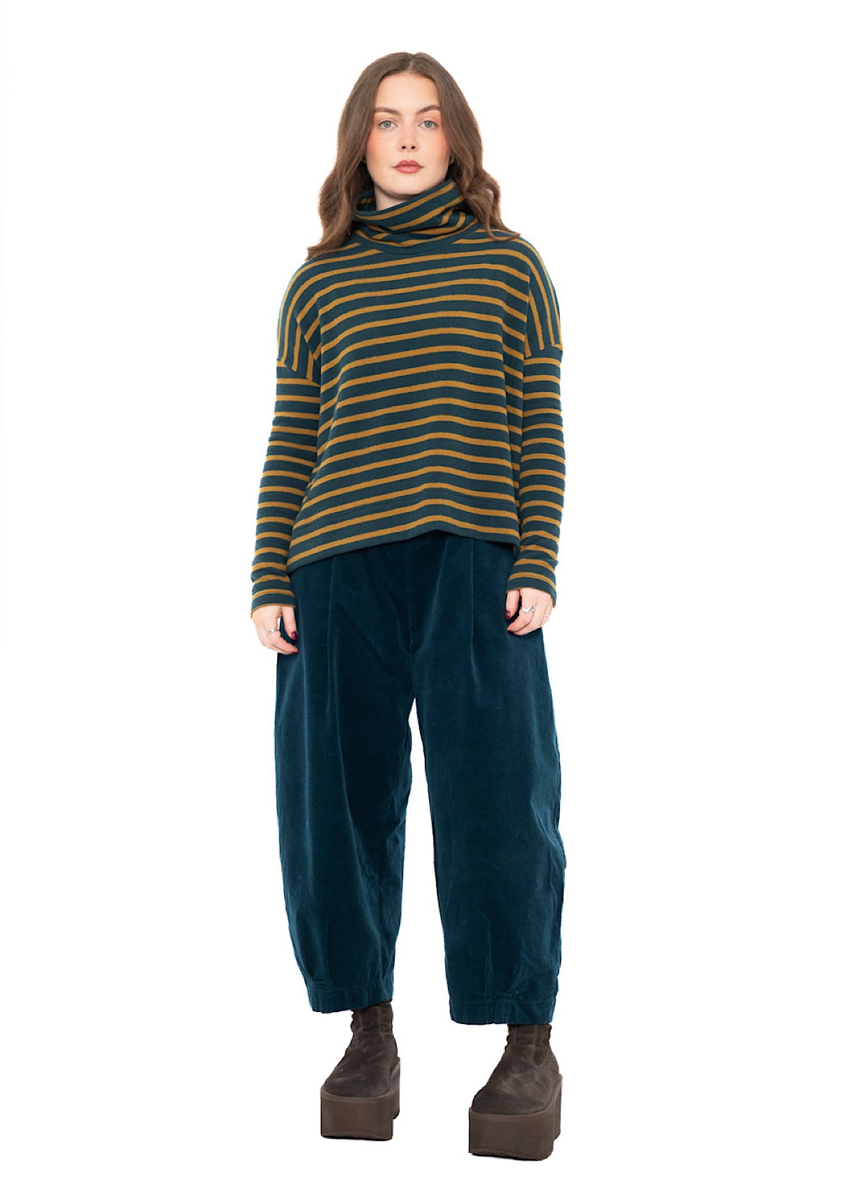 STRIPED COTTON-FLEECE MOYET PULLOVER