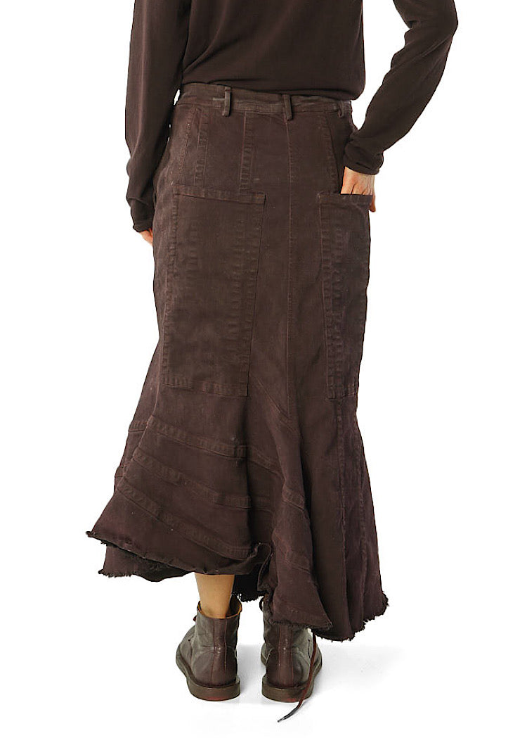 FISHTAIL STRETCH DENIM SKIRT *GINGER CLOUD* (SHOWN IN PETROL GOLD)