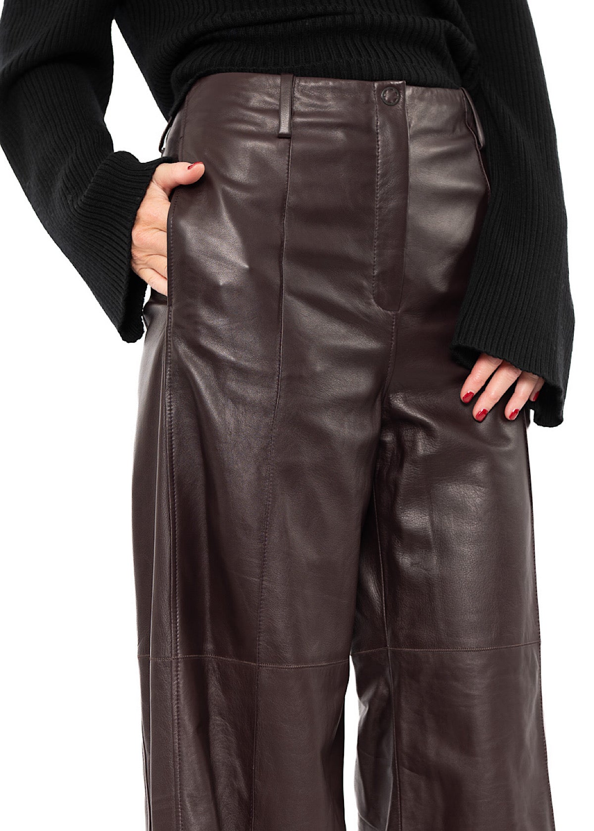 SIGNATURE WIDE LEG LEATHER TROUSER