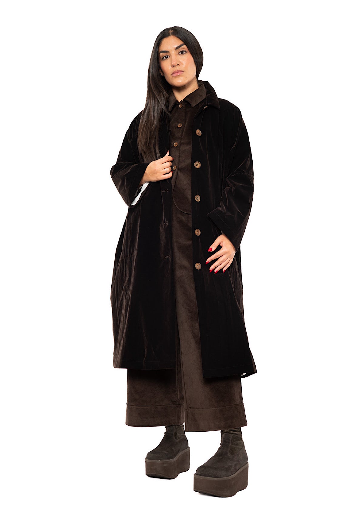 OVERSIZED CRUSHED VELVET CARA COAT