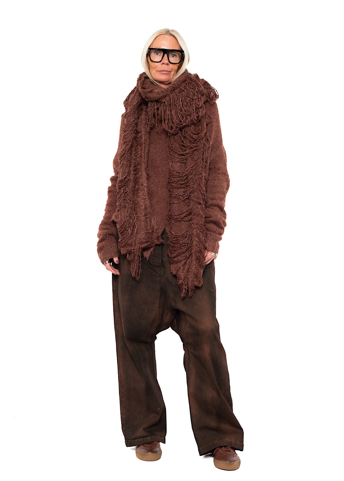 LADDERED SILK KNIT SCARF