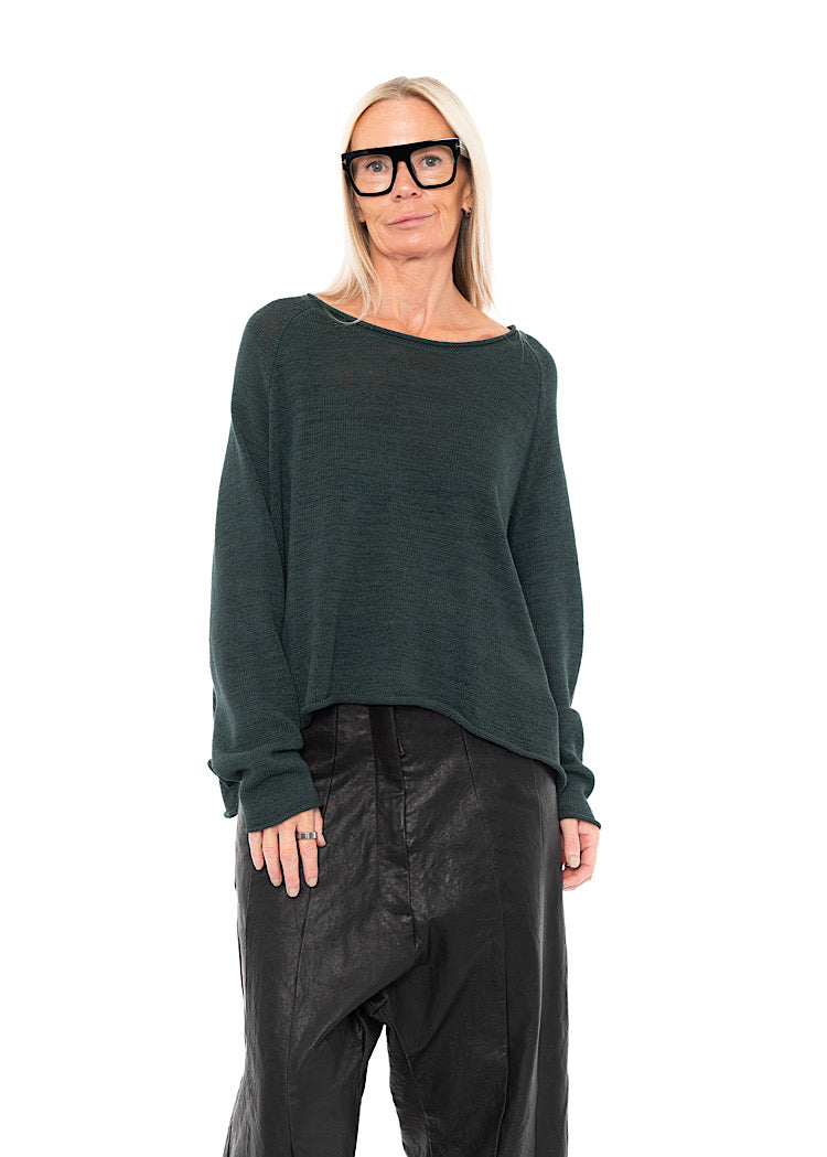 LINEN-BLEND KNITTED PULLOVER
