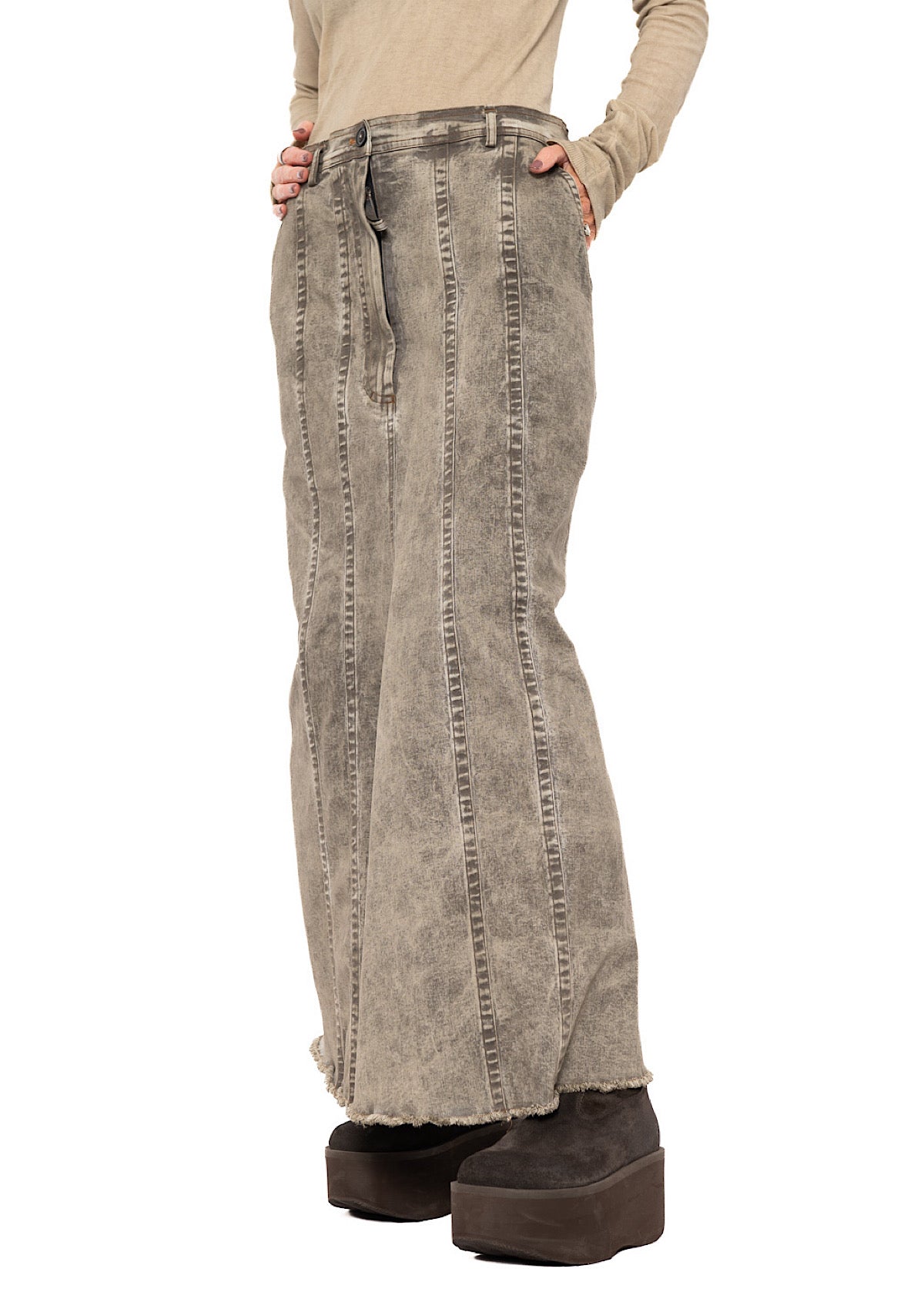STRETCH DENIM MAXI SKIRT