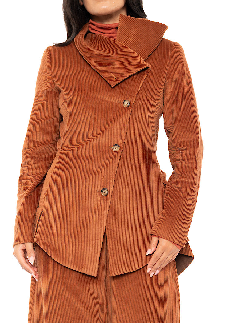 ASYMMETRIC STRETCH CORD VELVET JACKET