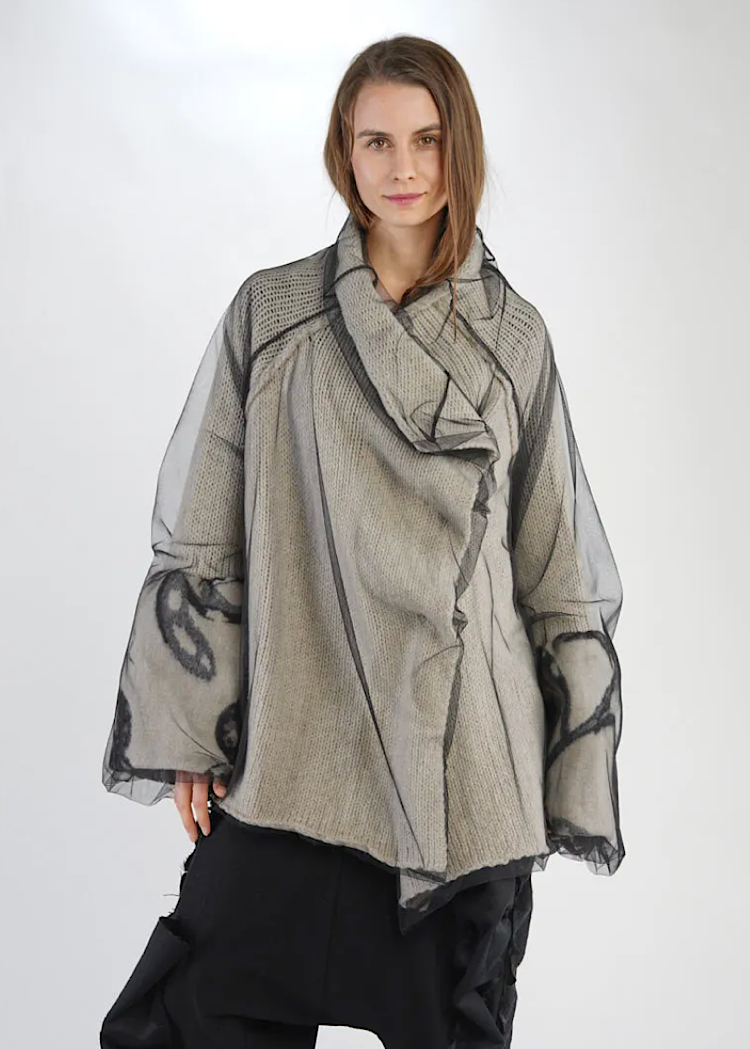 RUNDHOLZ MAINLINE CARDIGAN *BLACK JACQUARD* (Shown in BONE JACQUARD)