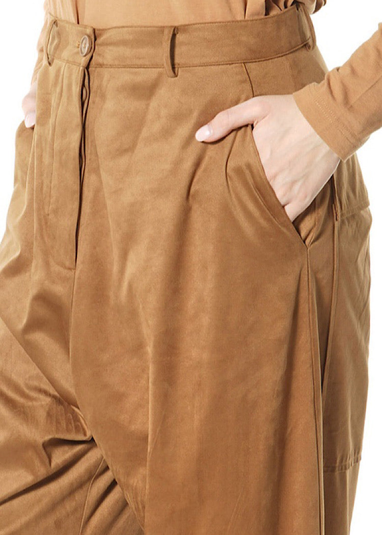 FAUX SUEDE WIDE LEG TROUSER