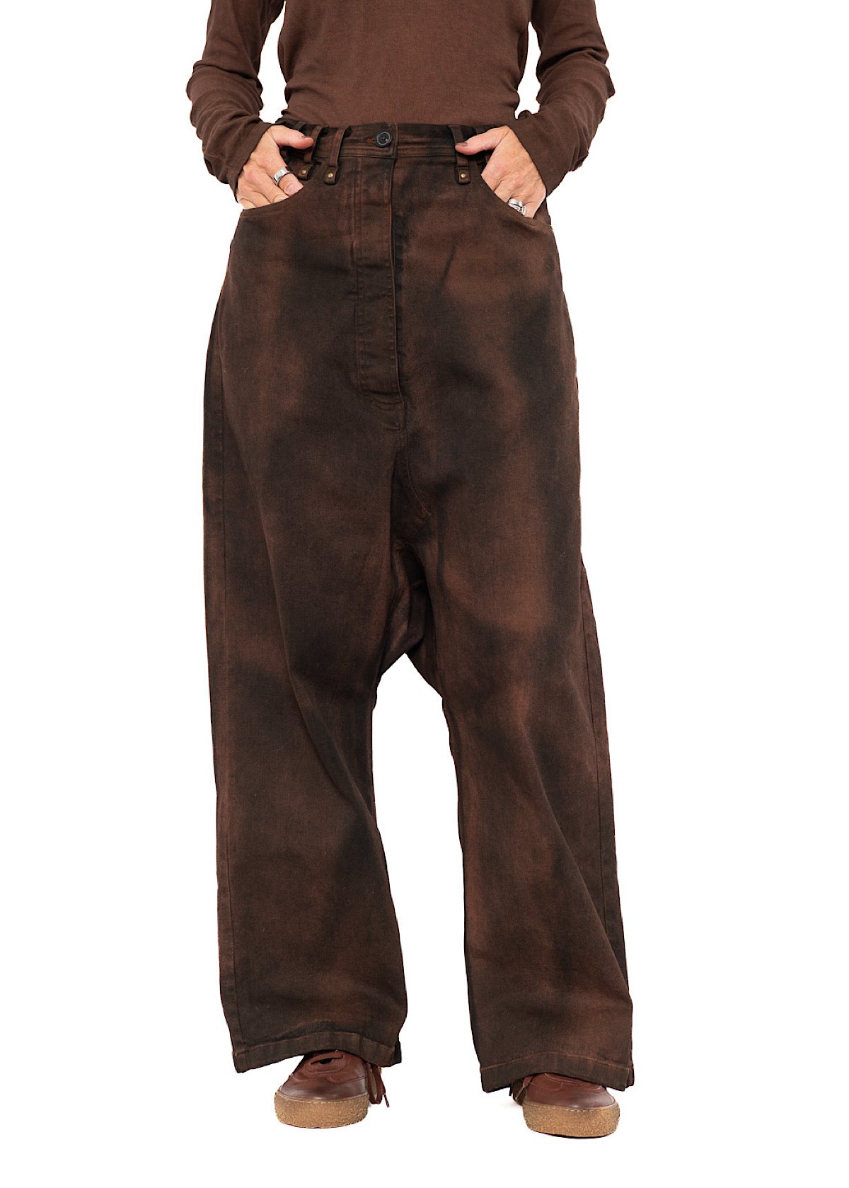 GARMENT-DYED WIDE-LEG DENIM TROUSER