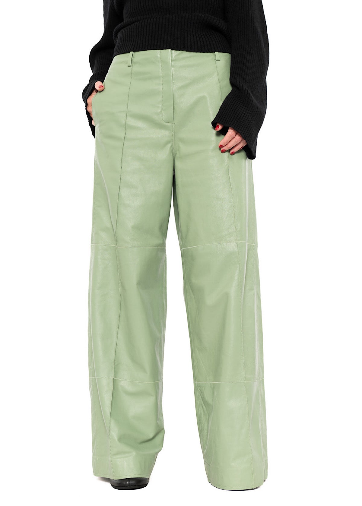 SIGNATURE WIDE LEG LEATHER TROUSER