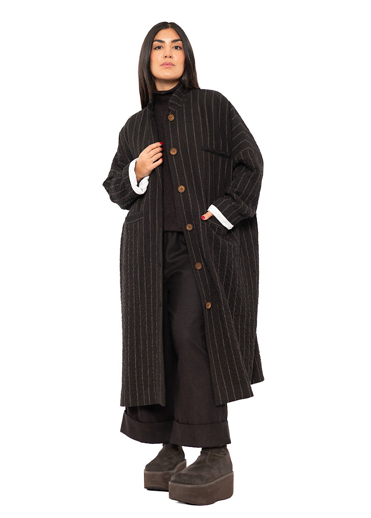 STRIPED WOOL BLEND ISA COAT