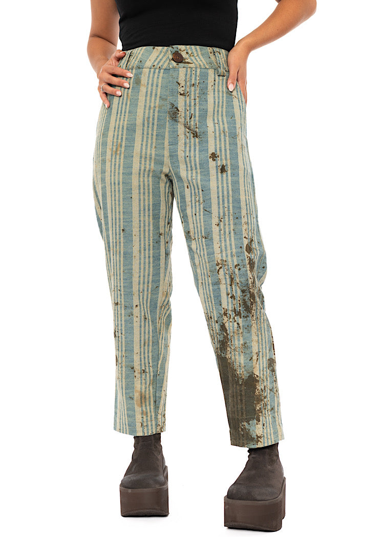 STRAIGHT LEG STRIPED COTTON TROUSER