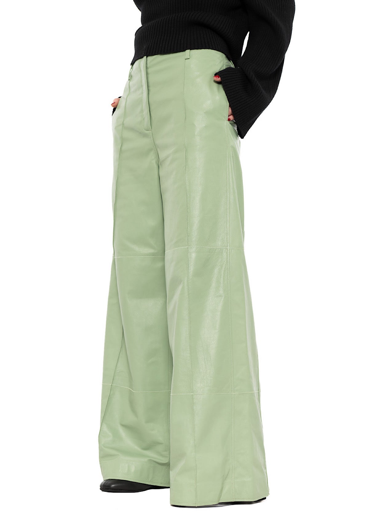 SIGNATURE WIDE LEG LEATHER TROUSER