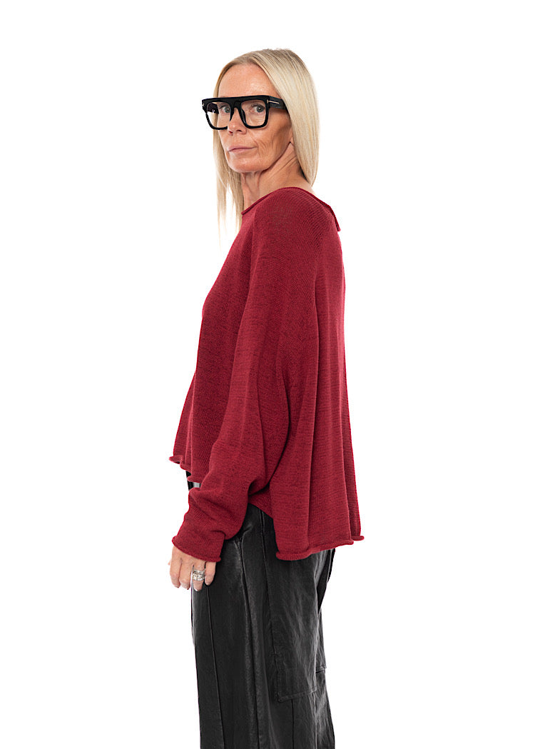 LINEN-BLEND KNITTED PULLOVER