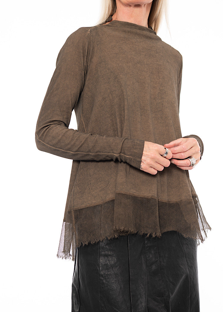 RELAXED NETTED HEM T-SHIRT