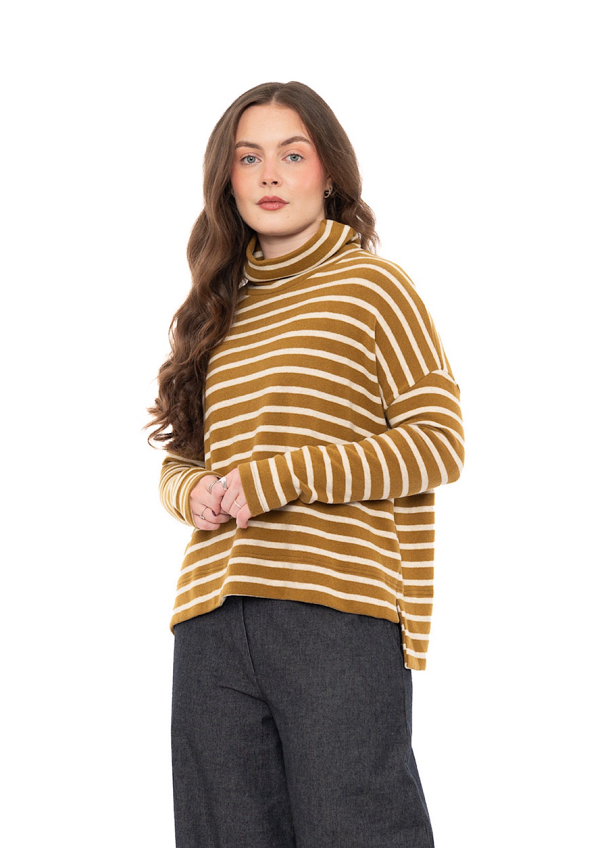 STRIPED COTTON-FLEECE MOYET PULLOVER