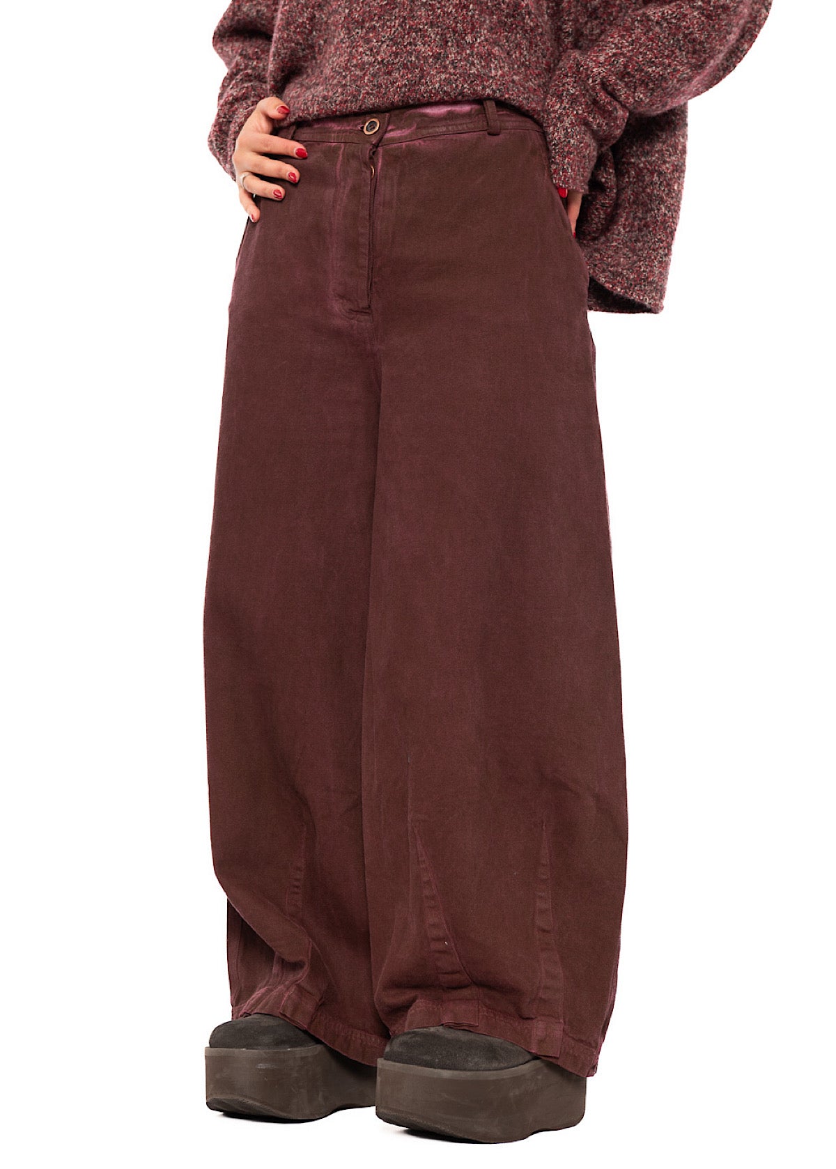 GARMENT-DYED DENIM WIDE LEG TROUSER