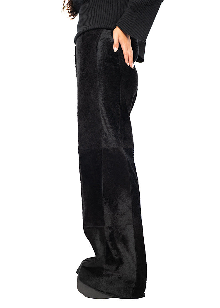 FLARED FUR LEATHER TROUSER