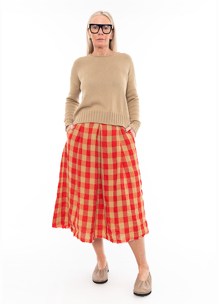 AEQUAMENTE LINEN CHECK SKIRT