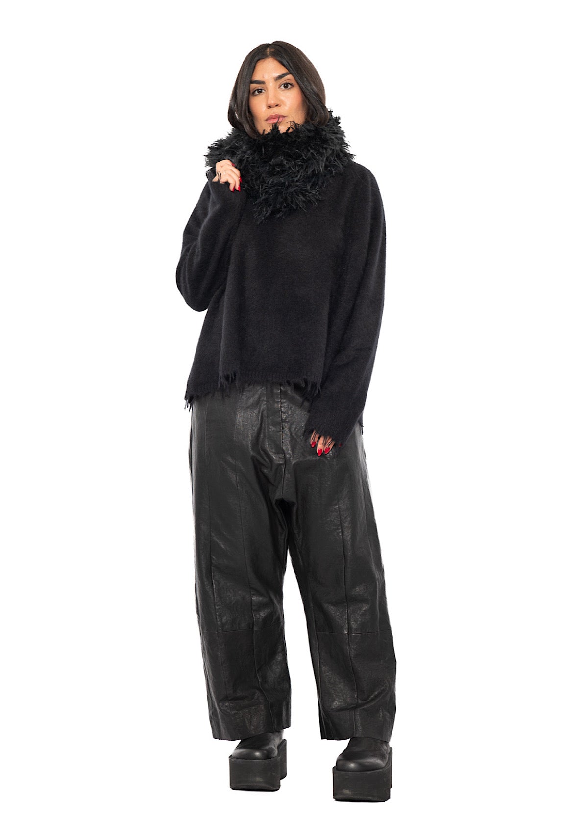 STATEMENT FAUX FUR HOODED SCARF