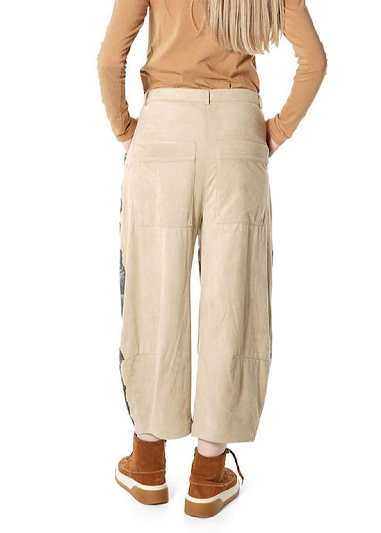 LANDSCAPE PRINT FAUX SUEDE BALLOON TROUSER