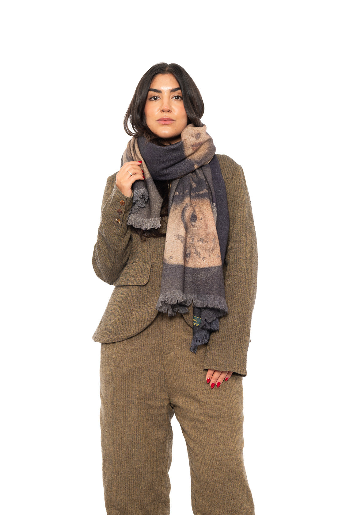 PORTRAIT PRINTED WOOL SCARF