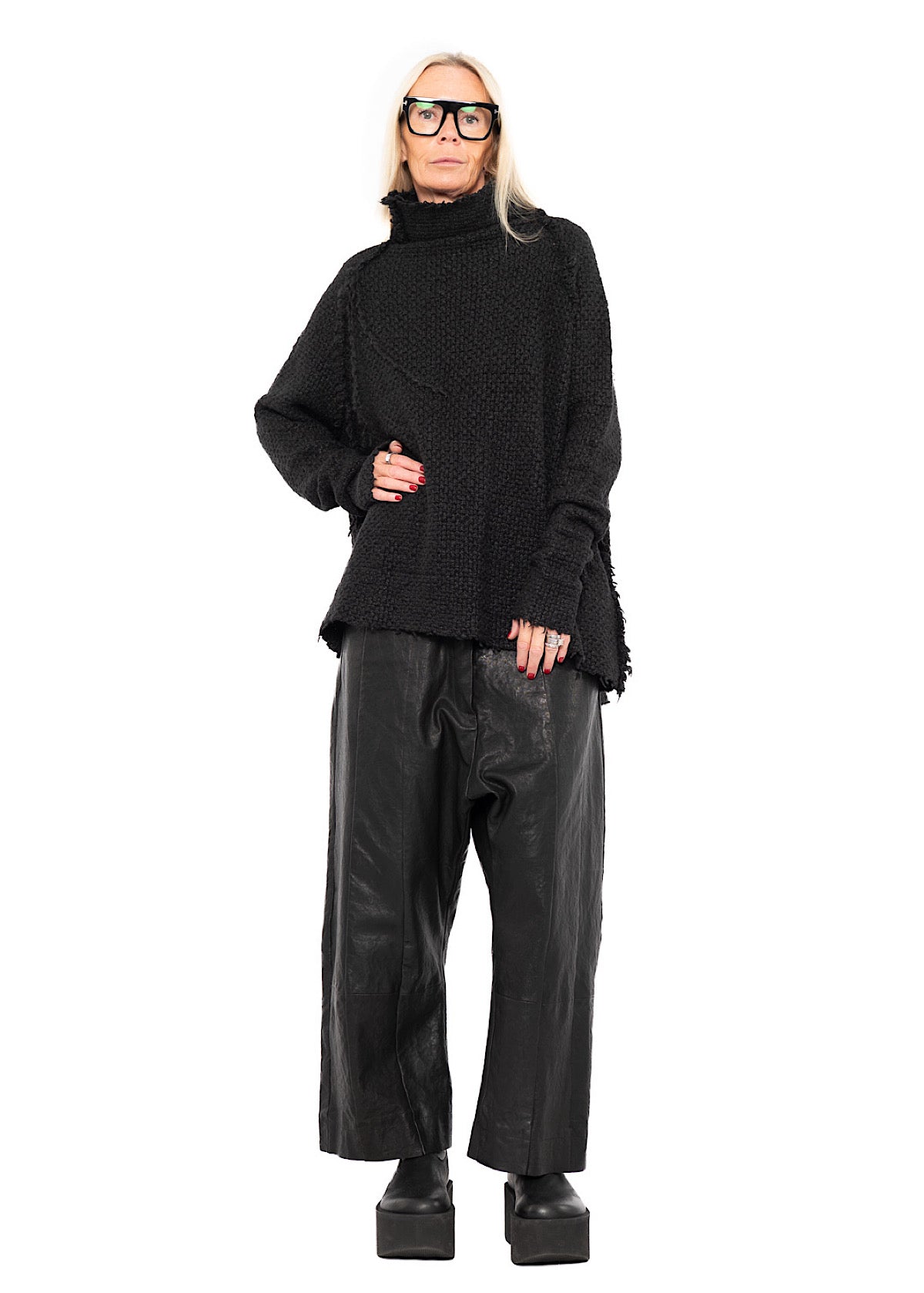 TEXTURED SILK KNIT PULLOVER