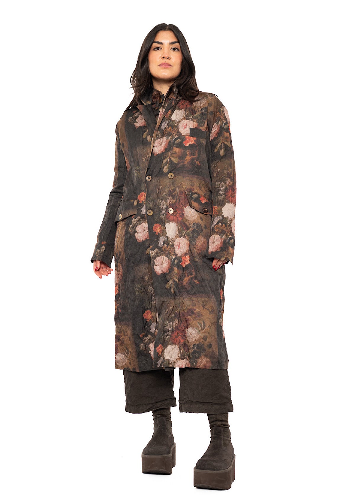 FLORAL PRINT OVERSIZED COAT
