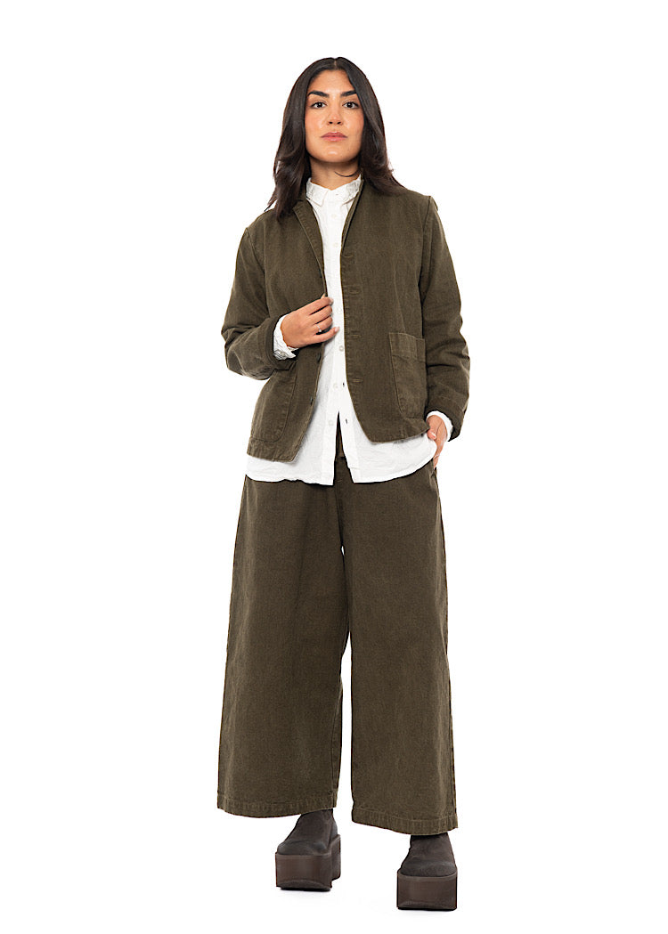 GARMENT-DYED COTTON-LINEN JACKET