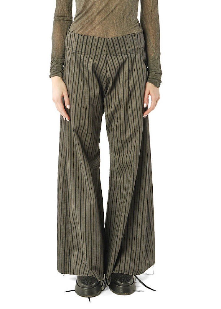 STRIPED FLARED WIDE-LEG TROUSER