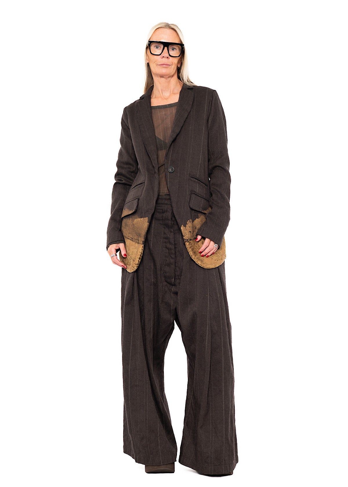 GOLDFARBEN BEMALTE Jacke MIT FEINEN NEBELSTREIFEN