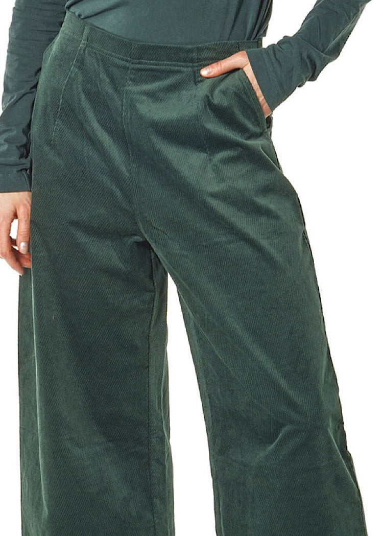 STRETCH-VELVET WIDE LEG TROUSER