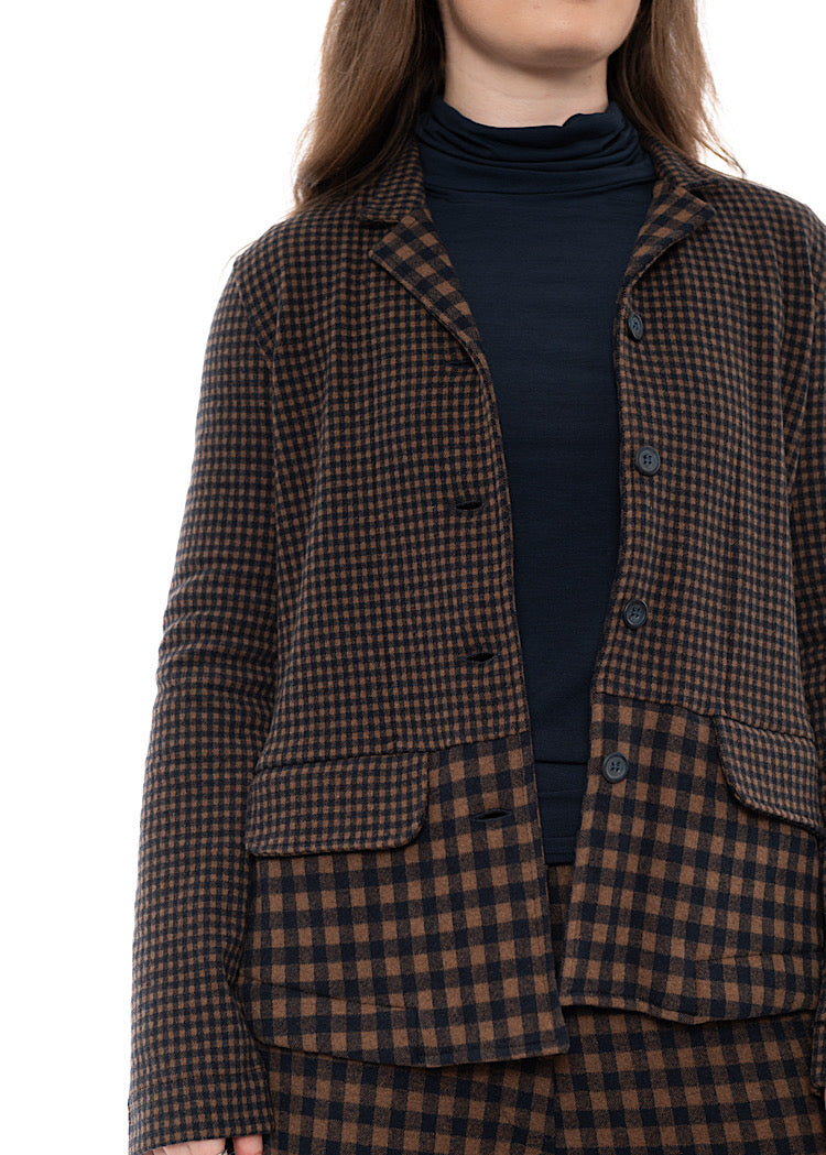 MIXED-CHECK TAILORED YASMIN JACKET