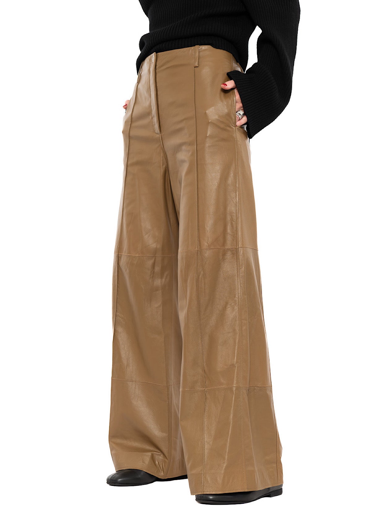 SIGNATURE WIDE LEG LEATHER TROUSER