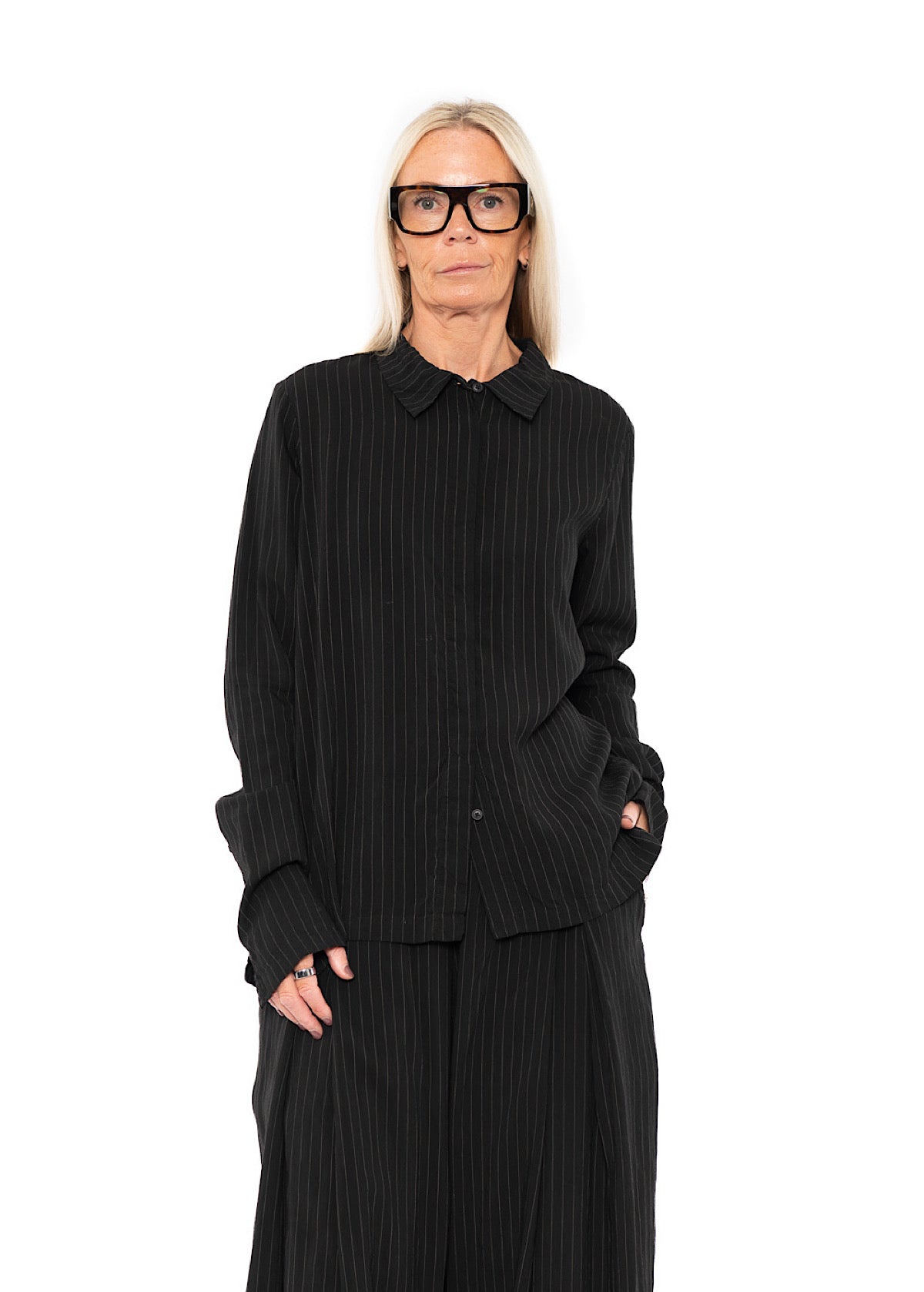 PINSTRIPE VISCOSE-SILK SHIRT